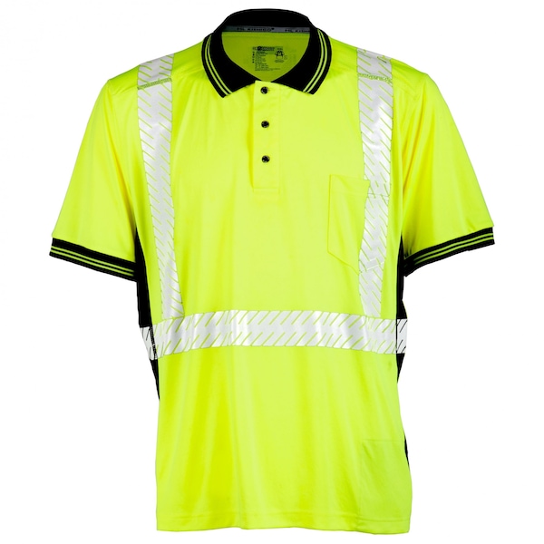 5X, Lime, Class 2, Premium Black Seres High Performance Polo Shirt